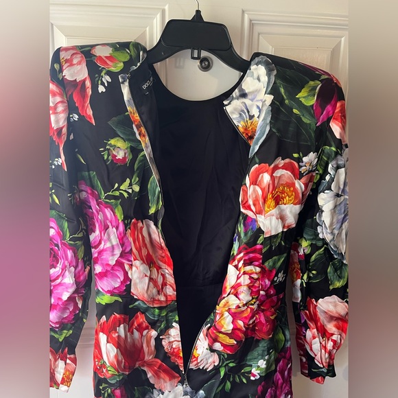 Dolce & Gabbana Floral-Printed Satin Mini Dress size 44 8 NEW long sleeve - Picture 11 of 13